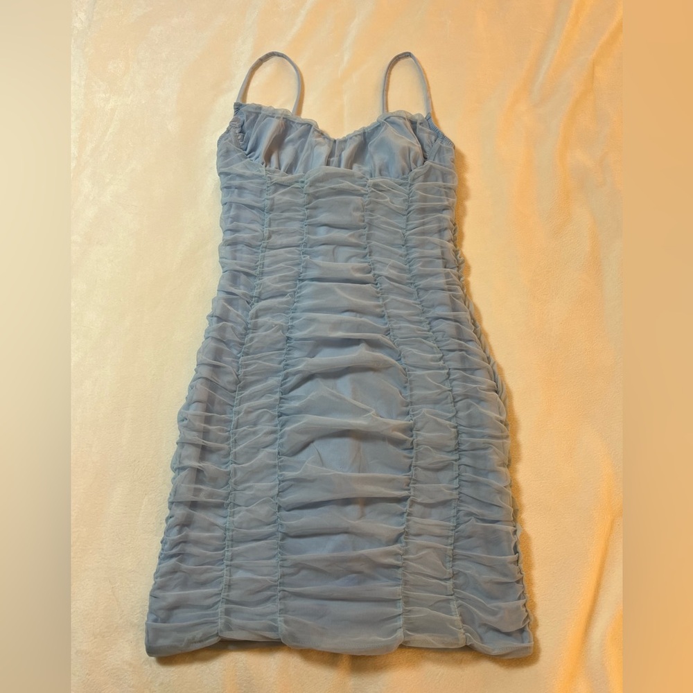 TIC TOC Ruched Bodycond Blue Mini Dress Size Small - Picture 4 of 8